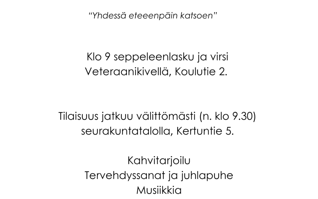 Yhdessä eteenpäin katsoen – Kansallinen veteraanipäivä 27.4.2026 Oripäässä