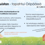 Muistan - tapahtui Oripäässä. Kirjoituskilpailu ja muistitiedon keruu